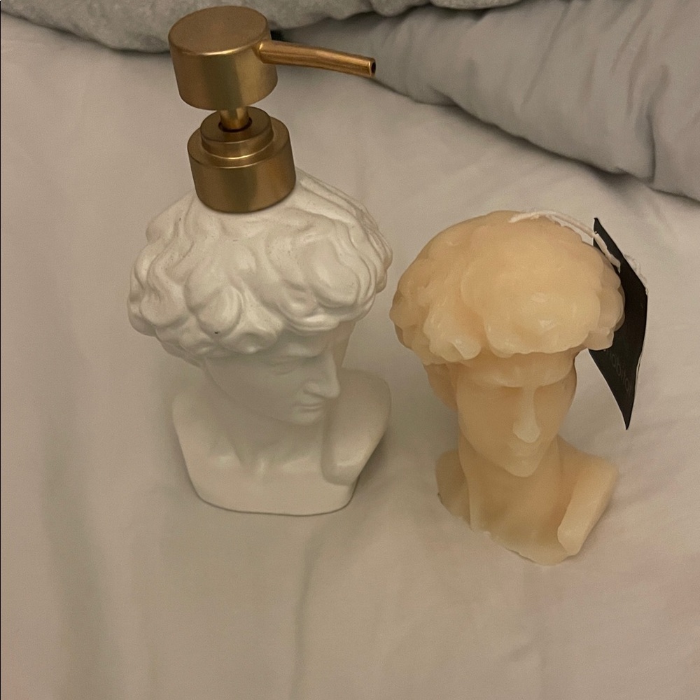 Elegant White and Gold Bust Soap Dispenser
